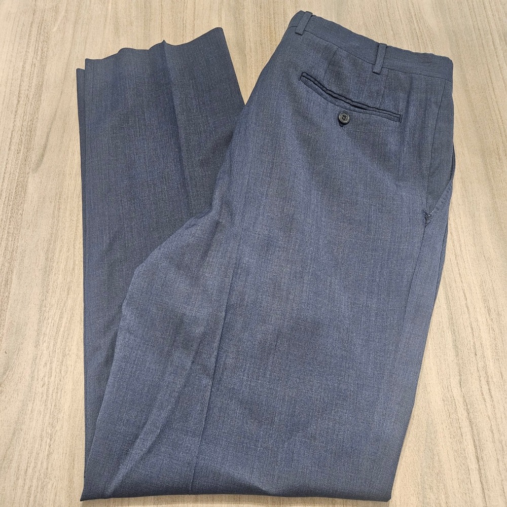 Canali 1934 Mens Blue‎ Wool Dress Pants Flat Front Made in Italy Size 37x32.5